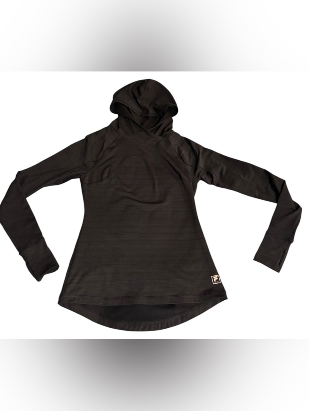 Fila Sport Hoodie Womens XS Black Athletic Pullover Thumbholes Light Activewear